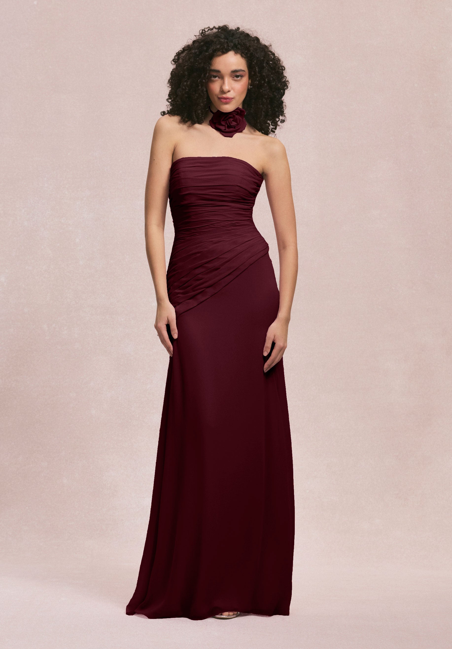 Formal Dresses Long 3D Floral Formal Dress MGNY Madeline Gardner New York 31255 Bordeaux