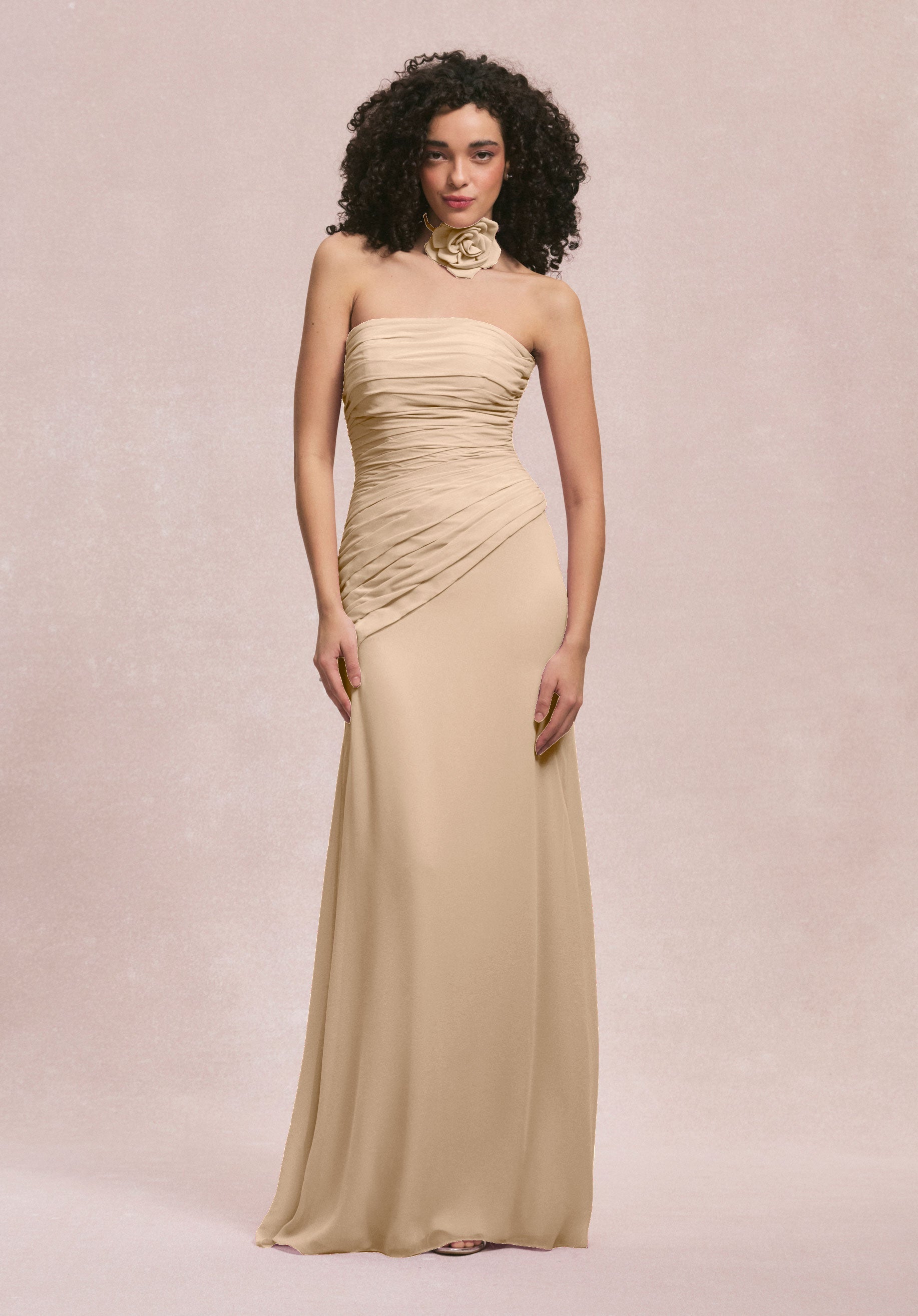 Formal Dresses Long 3D Floral Formal Dress MGNY Madeline Gardner New York 31255 Champagne