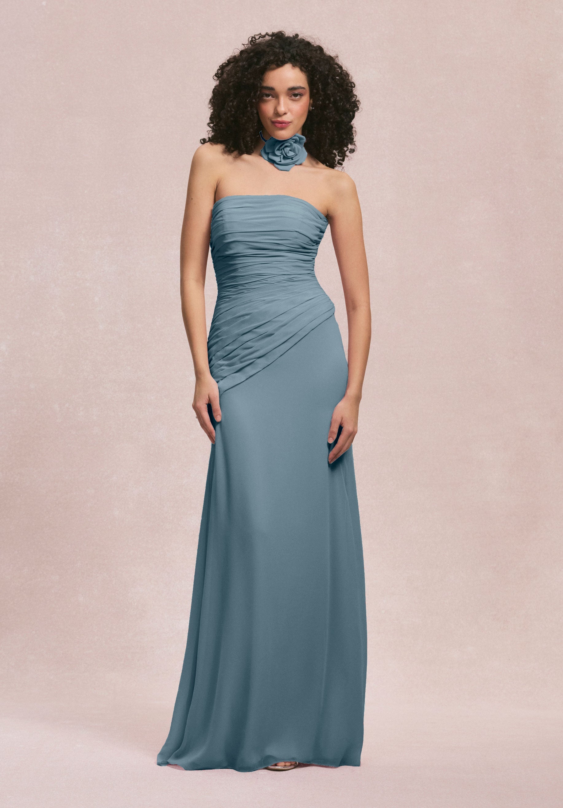 Formal Dresses Long Evening Formal 3D Floral Dress MGNY Madeline Gardner New York 31255 Slate