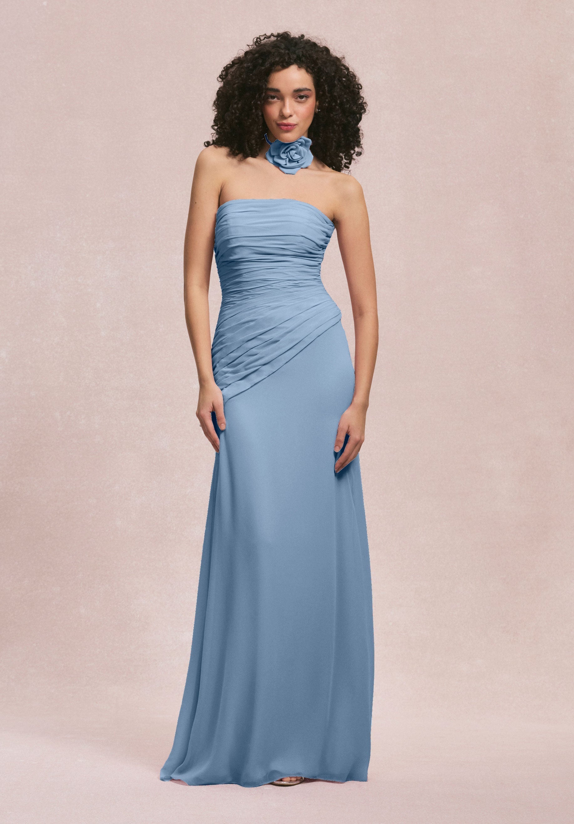 Formal Dresses 3D Floral Formal Long Dress MGNY Madeline Gardner New York 31255 Cornflower