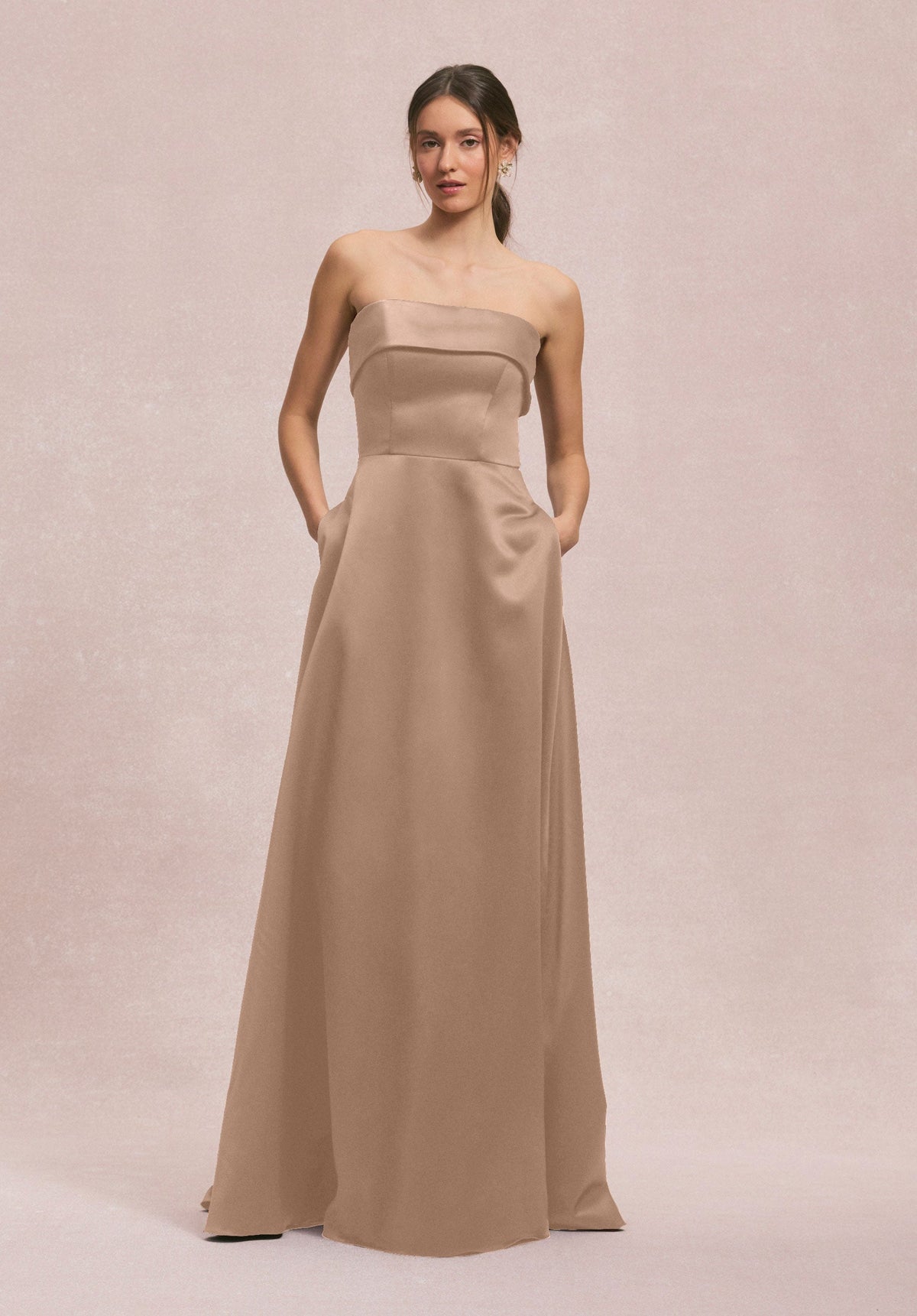 Formal Dresses Long Evening Formal A Line Dress MGNY Madeline Gardner New York 31256 Latte