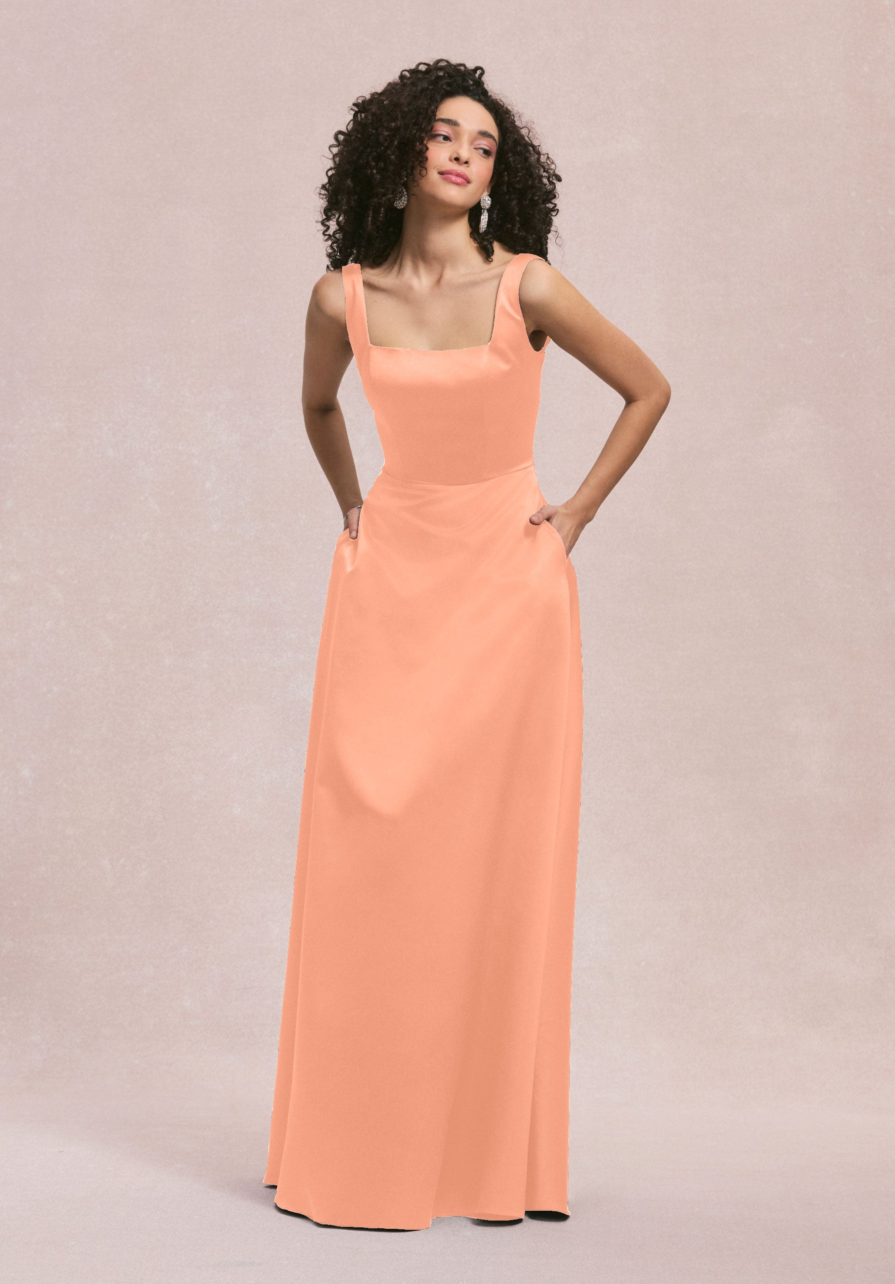 Formal Dresses A Line Formal Long Dress MGNY Madeline Gardner New York 31258 Peach