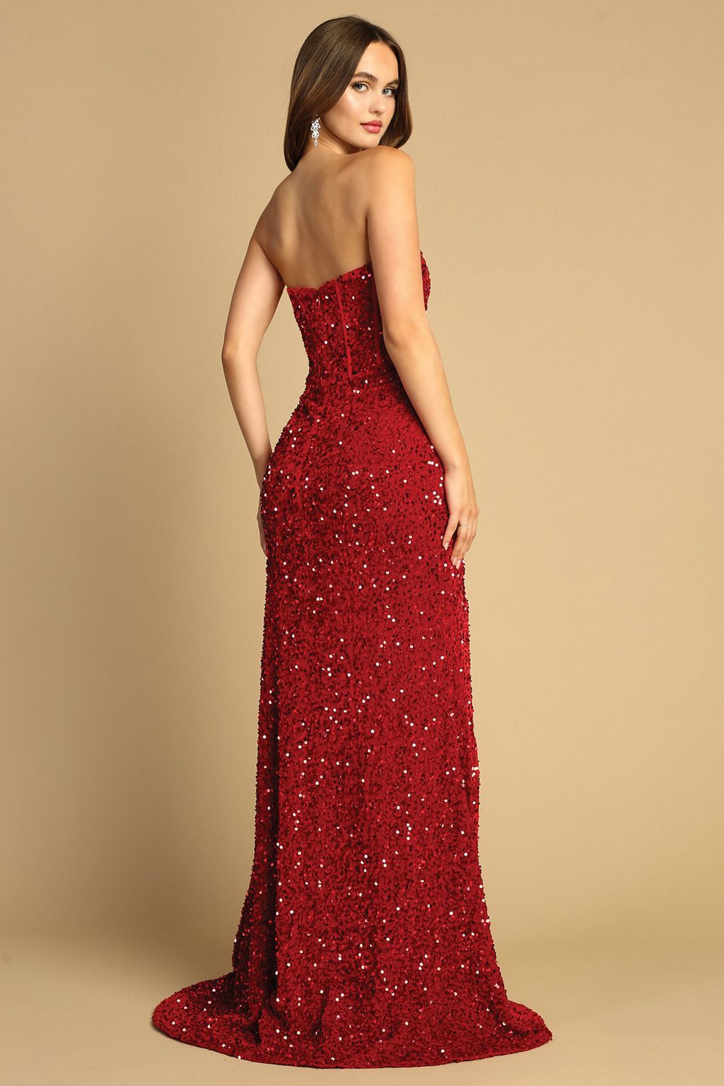 Adora Design 3126 Long Formal Slit Sequin Prom Dress