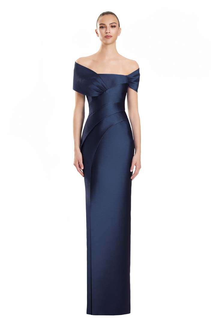 Formal Dresses Pleated Long Formal Evening Dress Navy
