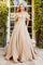 Prom Dresses Long Metallic Glitter Formal Feather Prom Dress Champagne