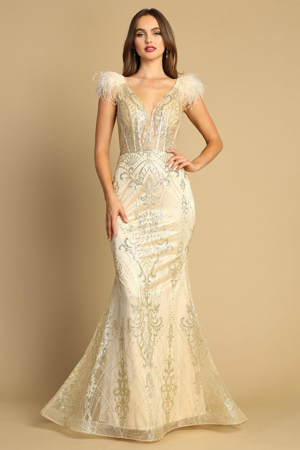Adora 3130 Prom Long Glitter Applique Formal Dress