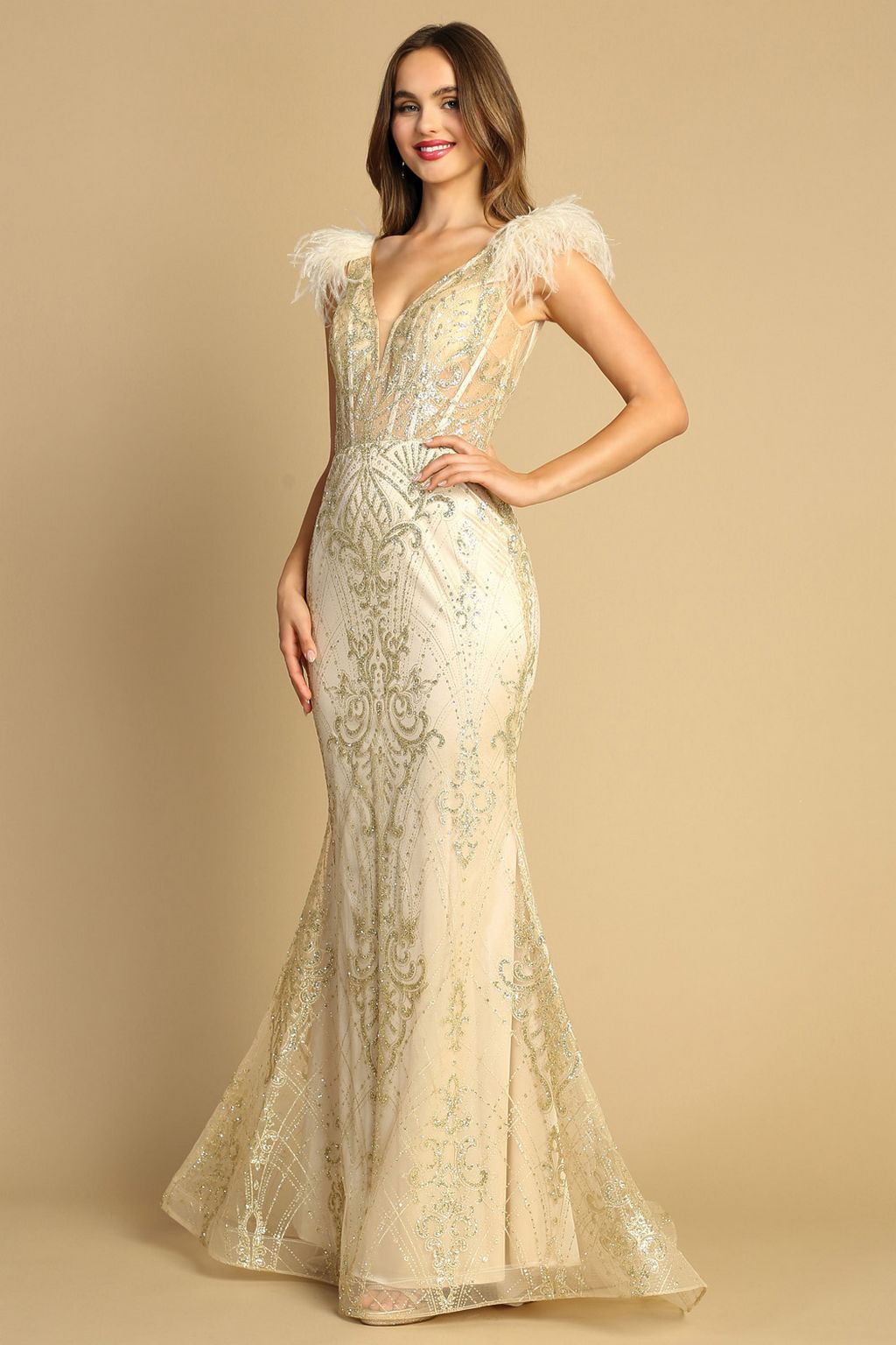 Adora 3130 Prom Long Glitter Applique Formal Dress