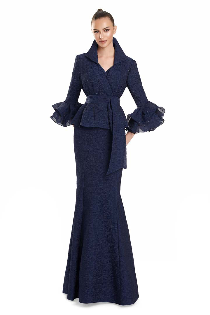 Alexander by Daymor 3131F25 Long Formal Evening Jacket Dress - Sapphire / 18 Alexander by Daymor 3131F25 Long Formal Evening Jacket Dress - Sapphire / 18
