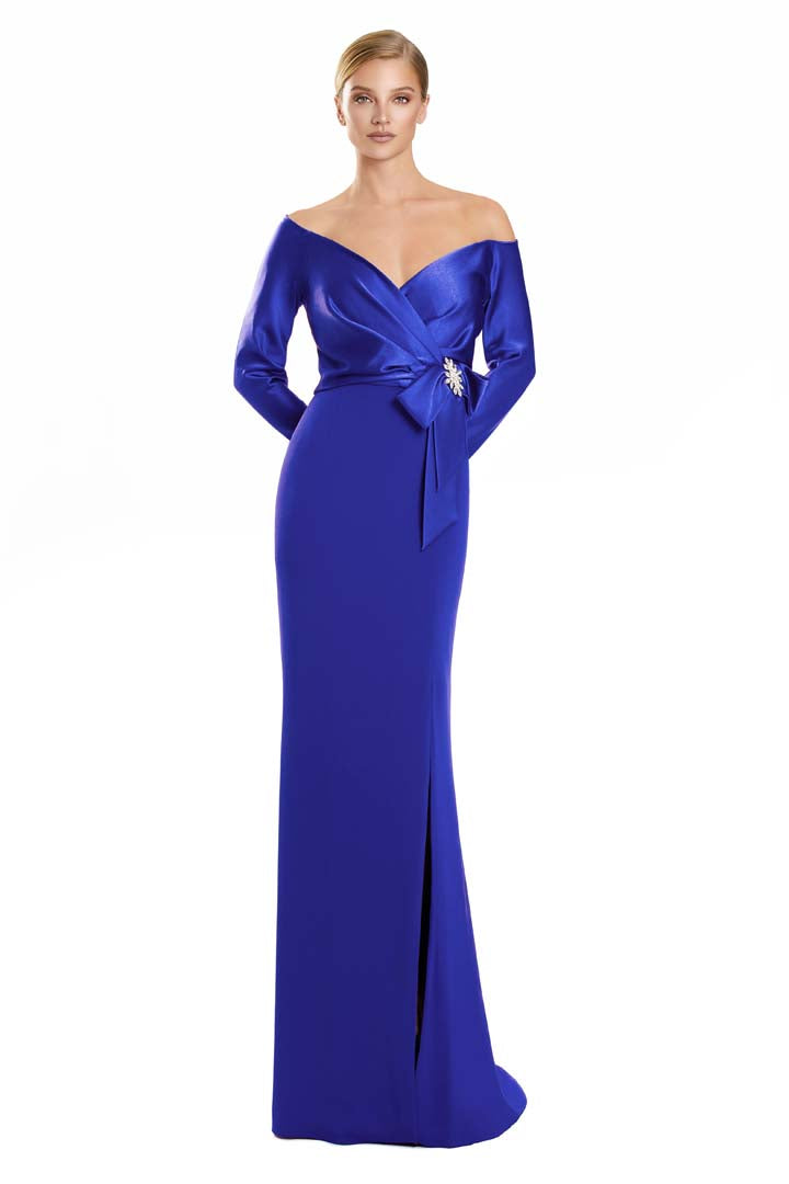 princess polly baby blue dress Michael Costello Sapphire Gown in Bright Blue main image 0