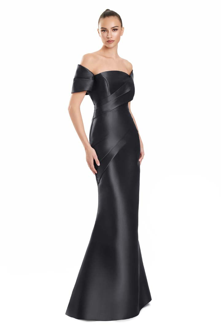 Formal Dresses Fitted Long Formal Evening Pleated Dress Black