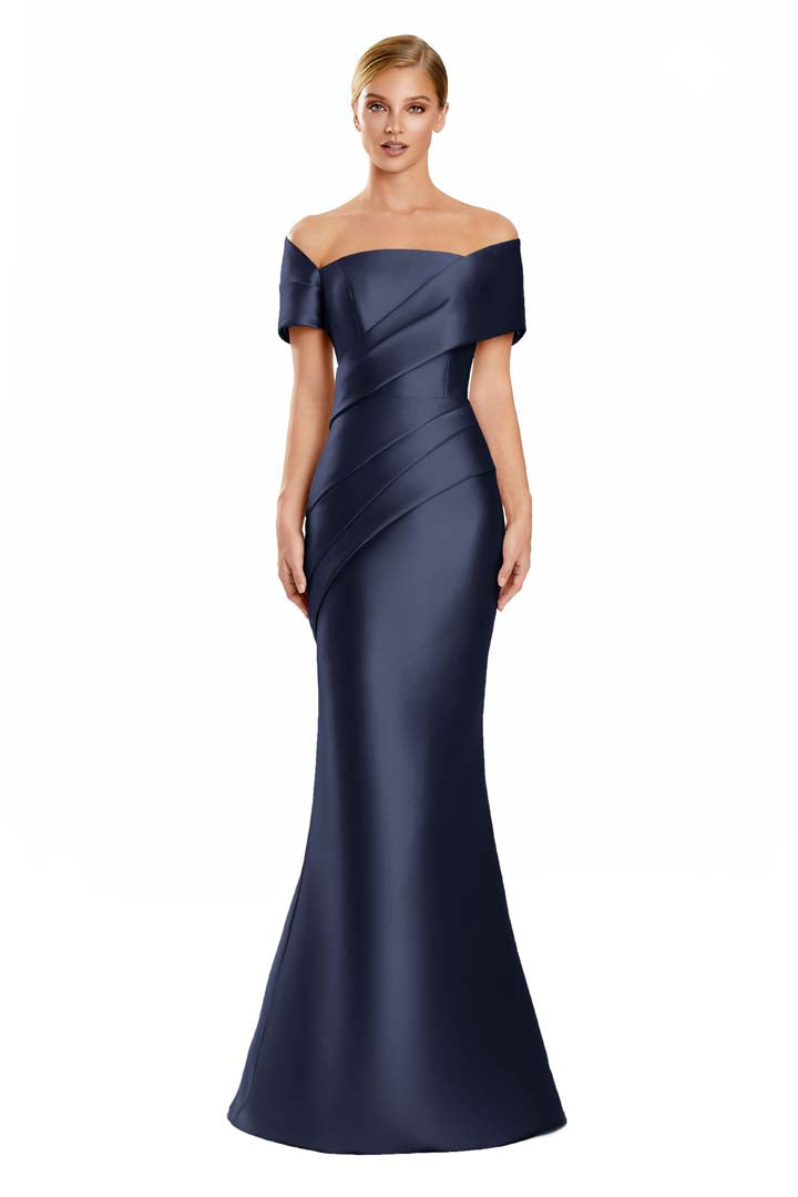 Navy Alexander by Daymor 3134F25 Long Pleated Formal Evening Gown ...