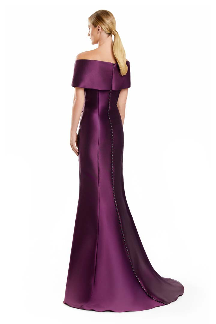 Formal Dresses Fitted Long Formal Evening Pleated Dress Plum