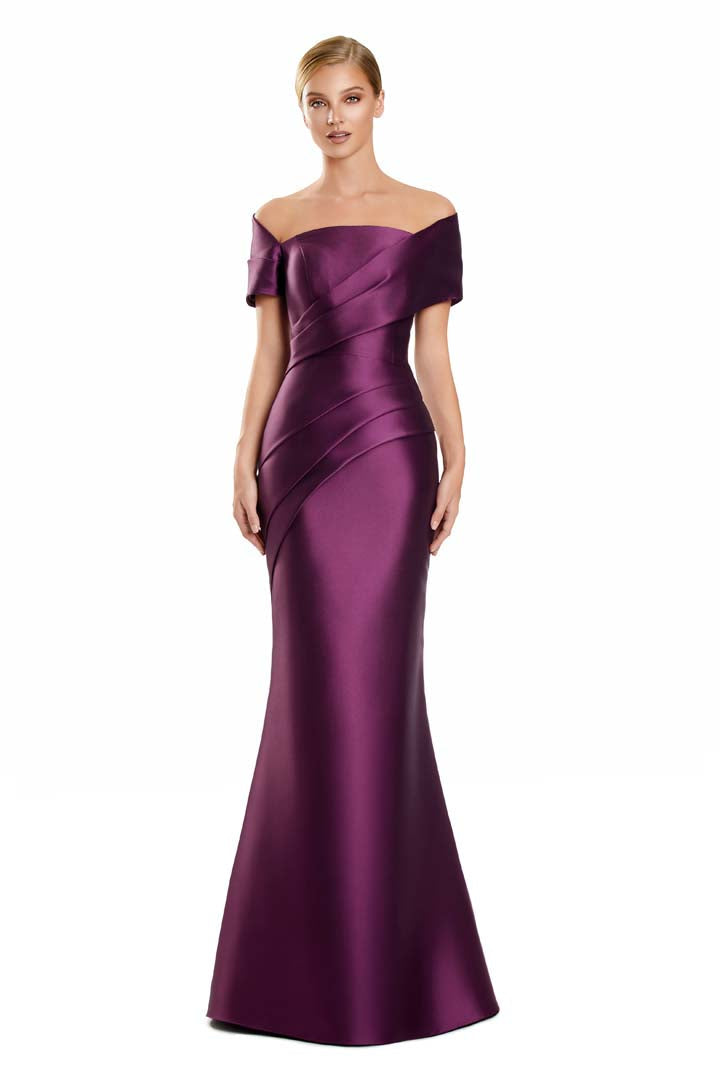 Alexander by Daymor 3134F25 Fitted Long Formal Evening Pleated Dress