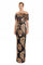 Formal Dresses Fitted Long Formal Printed Evening Dress Black/Copper Multi