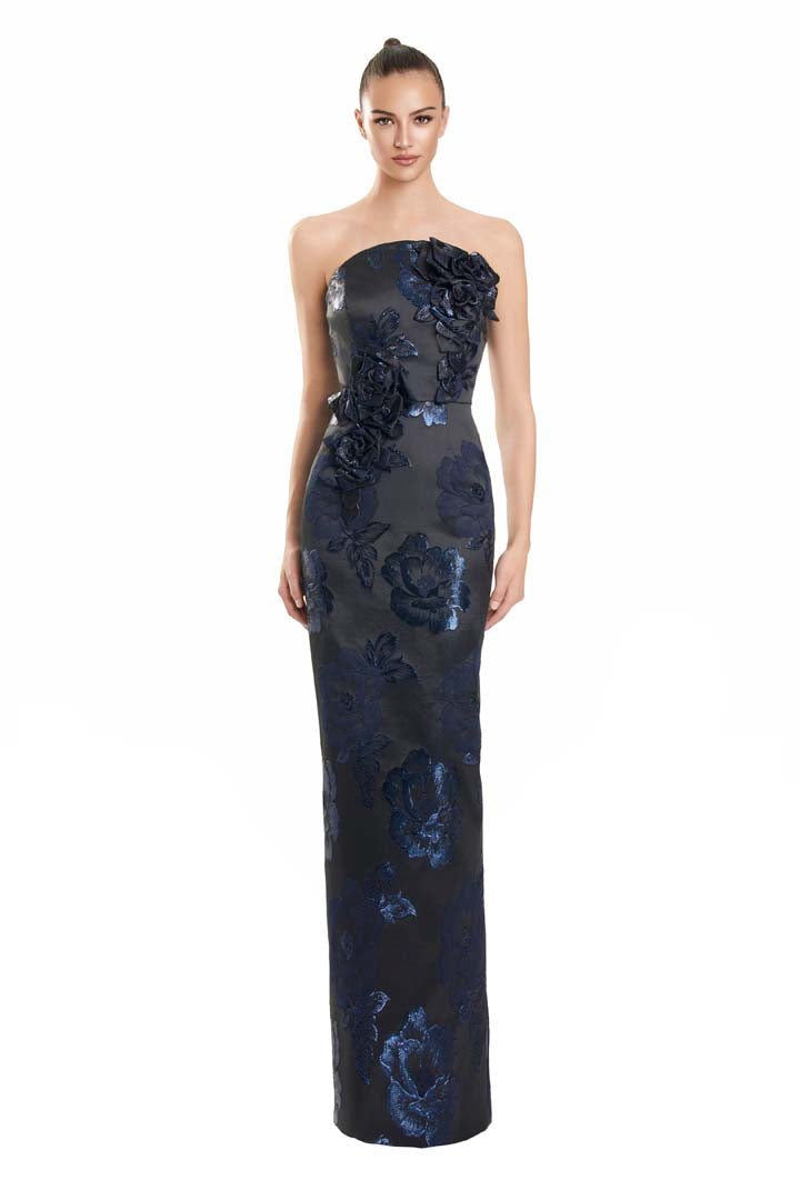 Formal Dresses Fitted Long Formal Printed Evening Dress Navy/Multi
