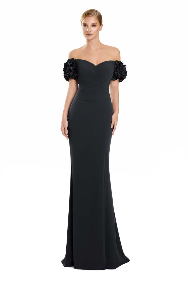 Formal Dresses Floral Formal Long Slit Evening Dress Black