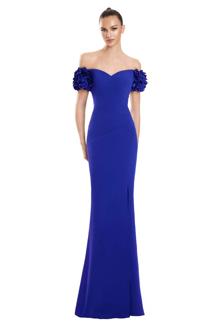 Formal Dresses Floral Formal Long Slit Evening Dress Sapphire
