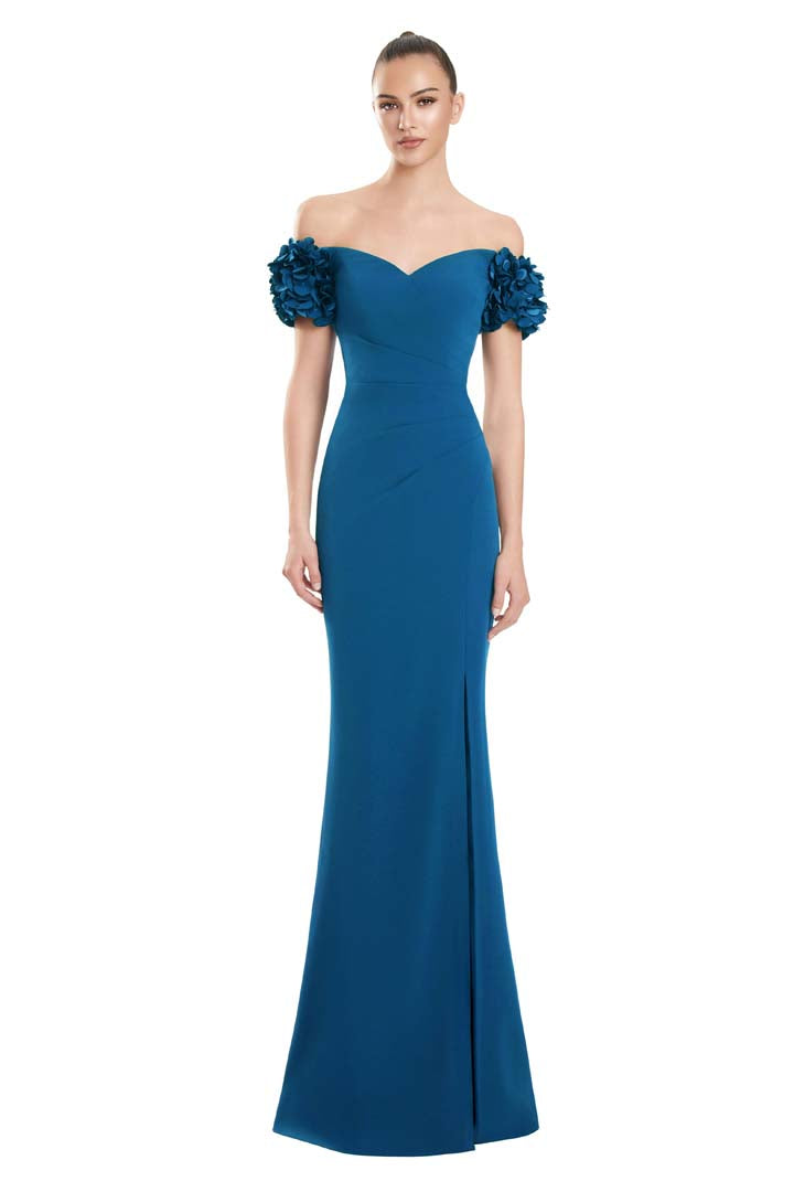Formal Dresses Floral Formal Long Slit Evening Dress Teal