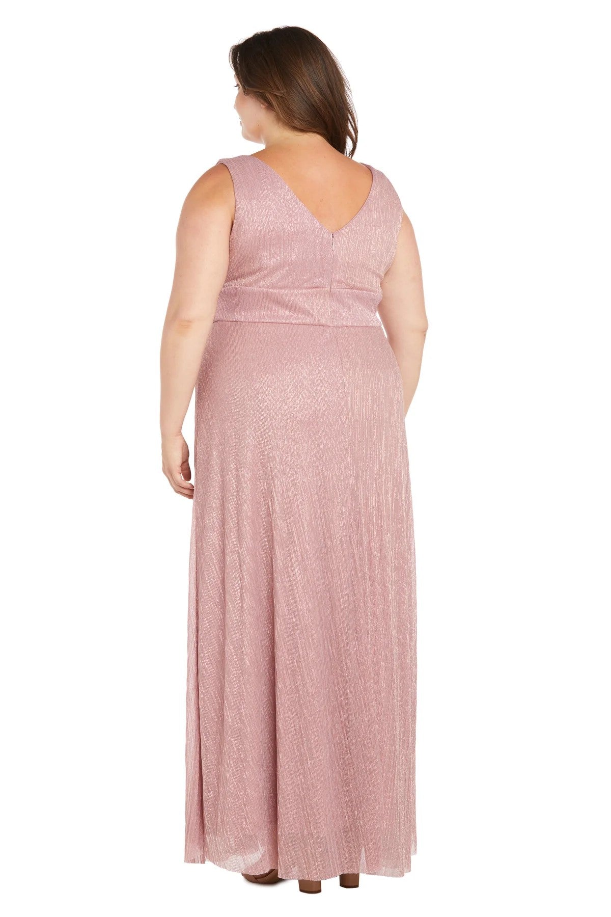 Plus Size Dresses Long Plus Size Metallic Evening Formal Dress  Rose