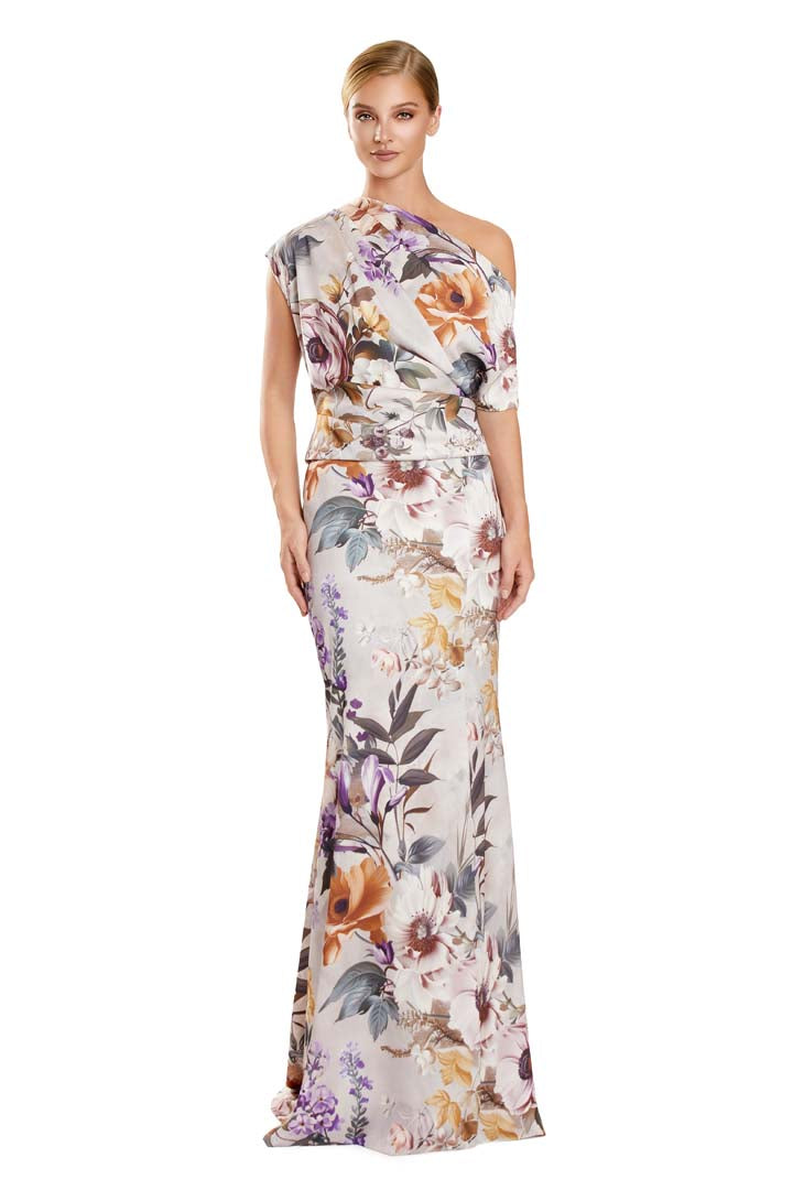 Formal Dresses Formal Long Floral Printed Dress Taupe/Multi
