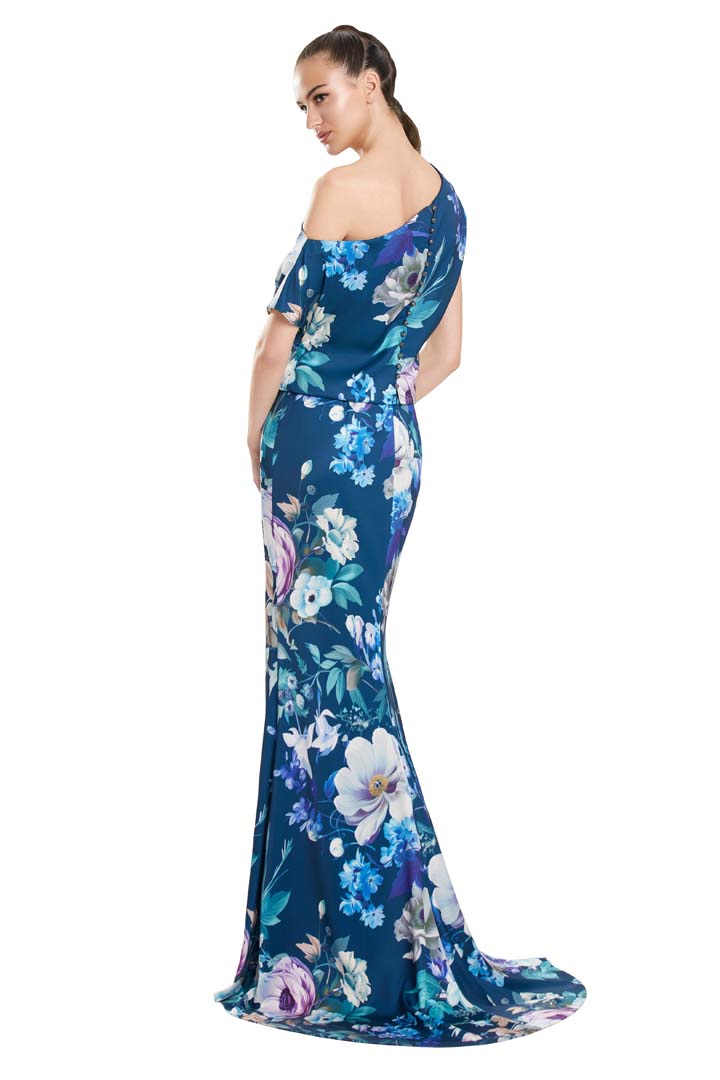 Formal Dresses Formal Long Floral Printed Dress Teal/Multi
