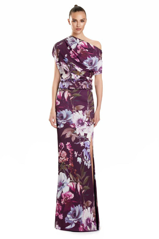 Formal Dresses Formal Long Floral Printed Dress Wine/Multi