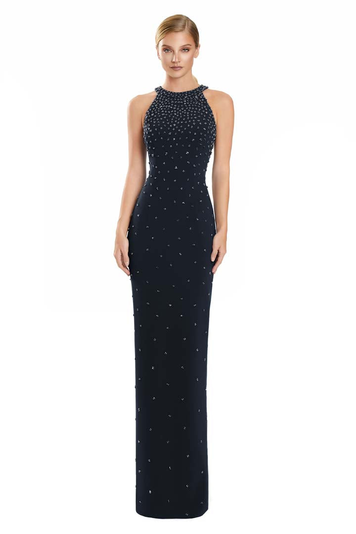 Formal Dresses Fitted Formal Long Beaded Evening Dress Black