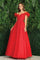 Prom Dresses Long Glitter Applique Formal A Line Prom Dress Red