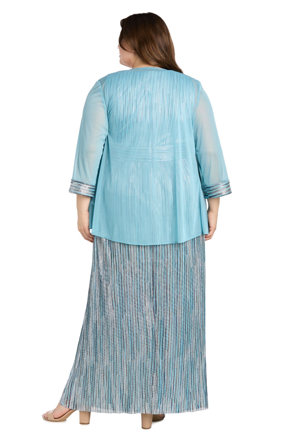 R&M Richards 3145W Long Formal Metallic Plus Size Dress