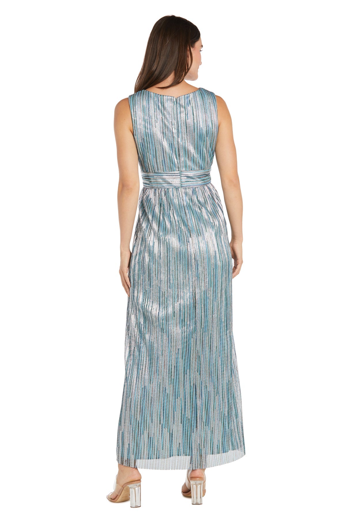 R&M Richards 3145 Long Formal Metallic Evening Dress