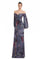 Formal Dresses A Line Formal Long Slit Pleated Floral Dress Grey/Multi