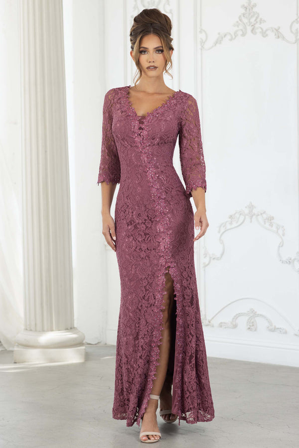 Lace Long Formal Fitted Mother of the Bride Dress Lenovia 8373