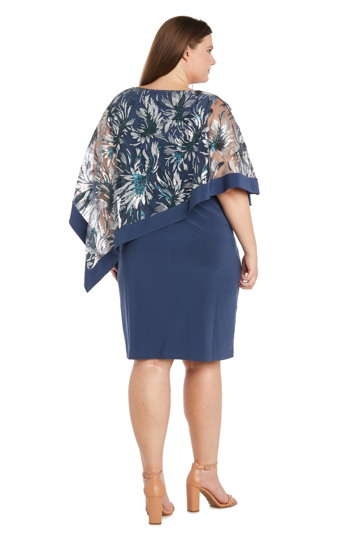R&M Richards 3147W Plus Size Short Poncho Cocktail Dress