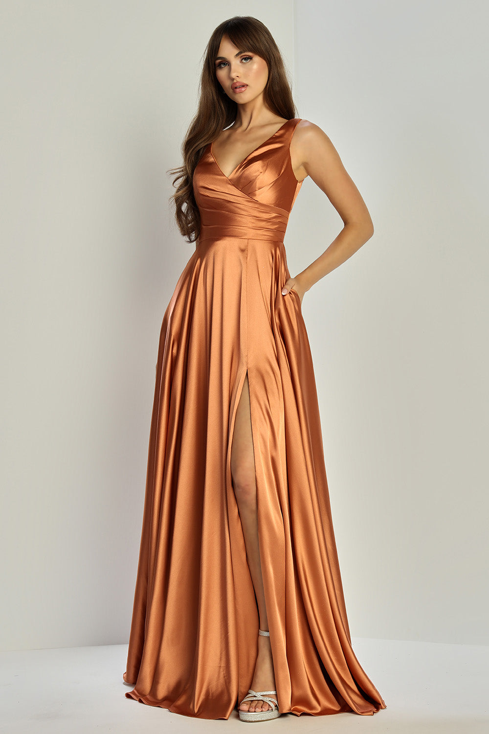 Prom Dresses Pleated Long Formal Slit A Line Prom Dress Sienna