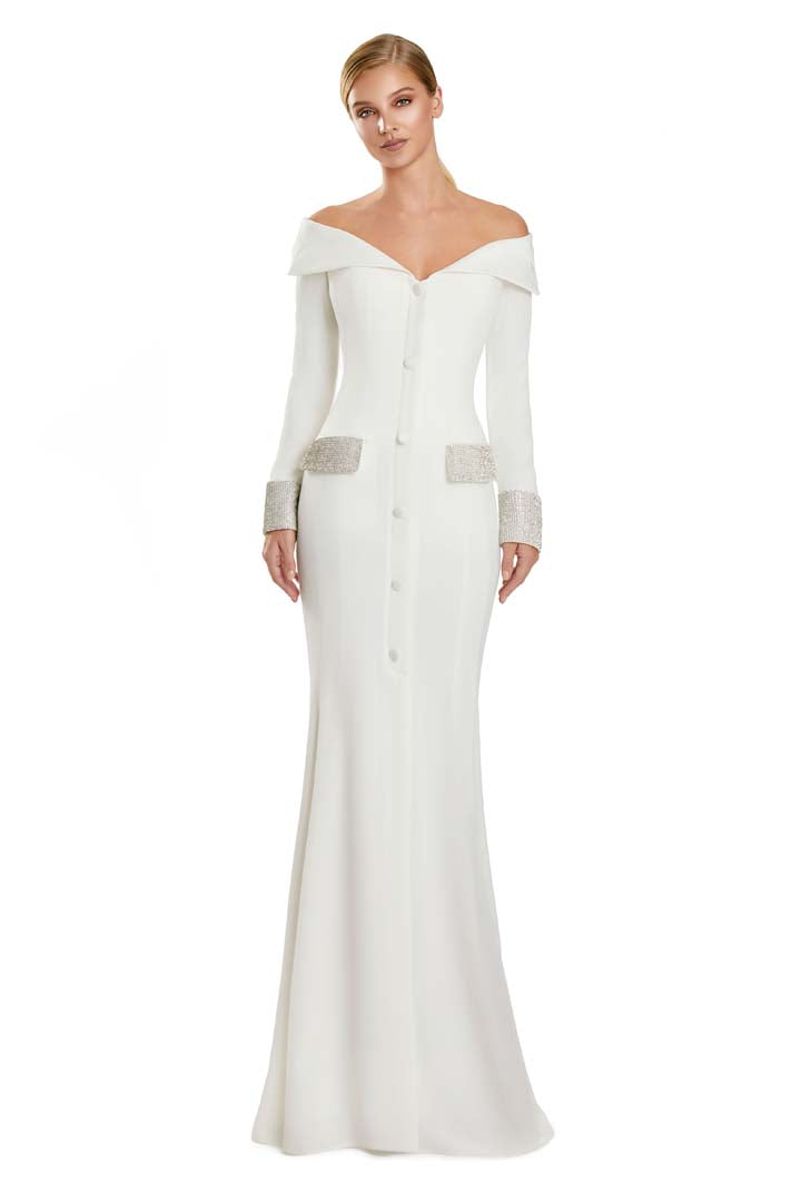 Formal Dresses Fitted Long Formal Evening Dress Soft White
