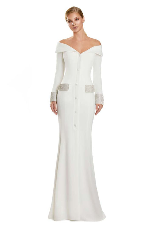 Formal Dresses Fitted Long Formal Evening Dress Soft White