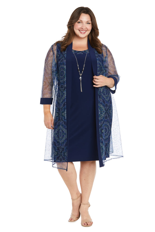 Short Sequin Jacket Dress Mother of the Bride Plus Size R&M Richards 3151W