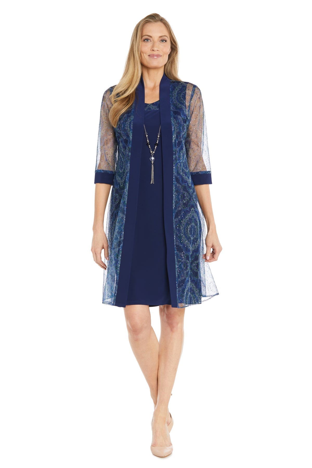 R&M Richards 3151P Short Sequin Jacket Formal Petite Dress