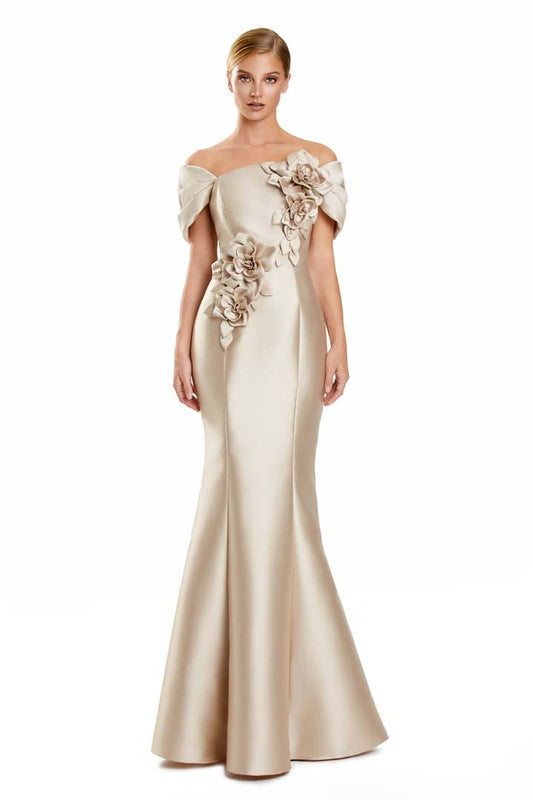 Formal Dresses Floral Long Mermaid Formal Evening Dress Wheat