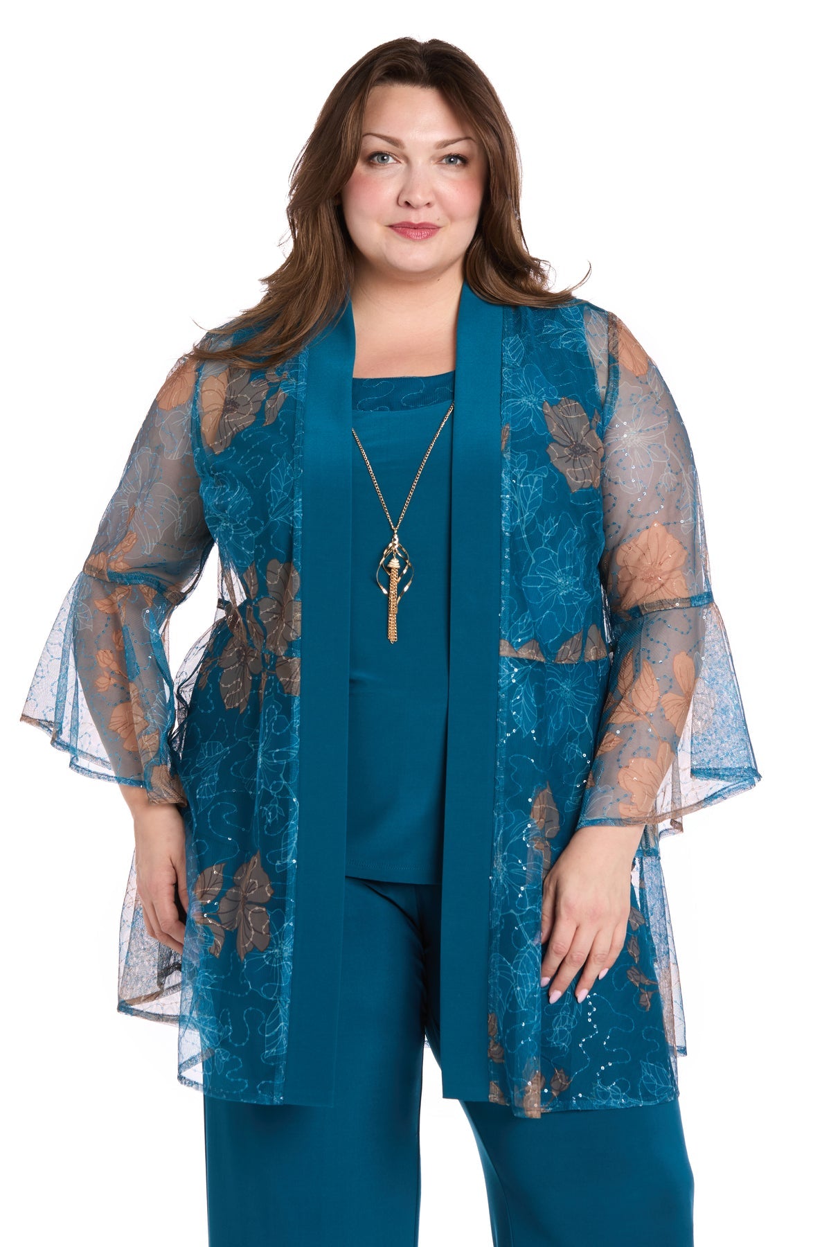 R&M Richards 3152W Long Plus Size Formal Mother of the Bride Pant Suit