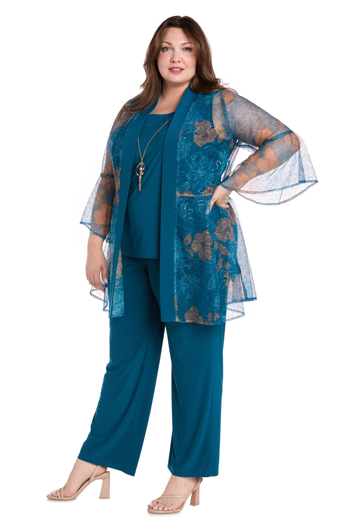 R&M Richards 3152W Long Plus Size Formal Mother of the Bride Pant Suit