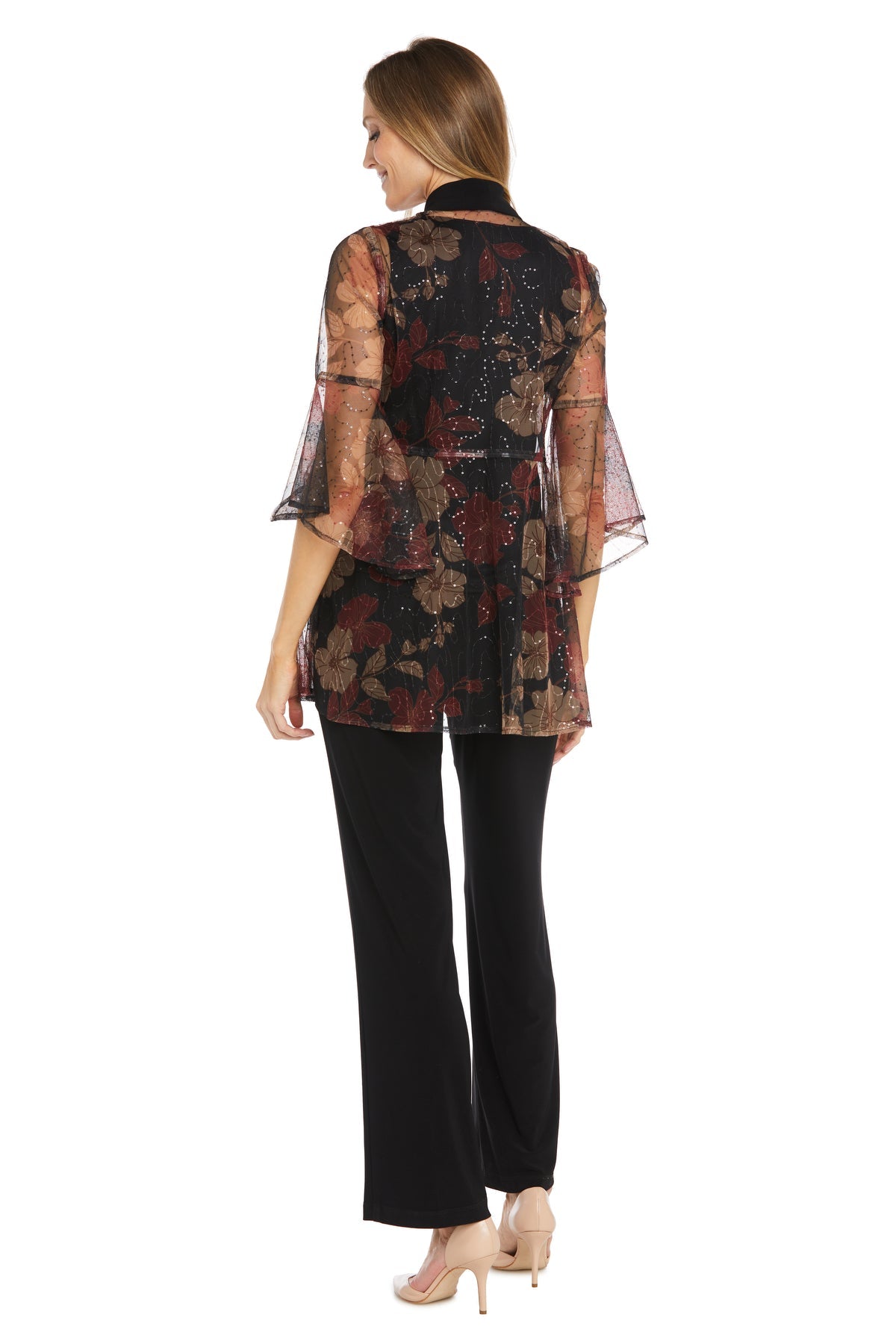 Pant Suit Long Mother of the Bride Formal Pant Suit Black/Red/Tan