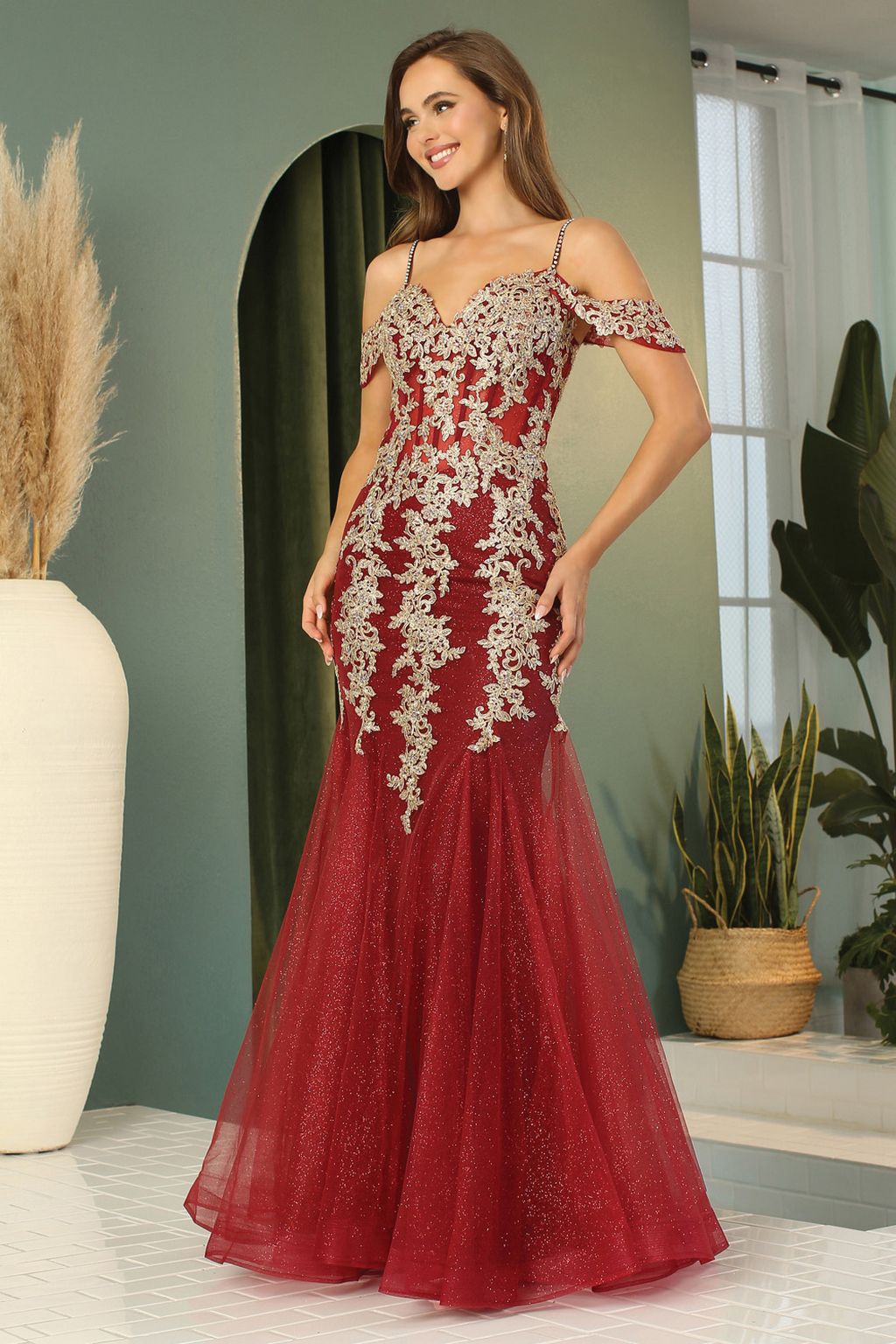 Adora 3156 Prom Mermaid Long Formal Applique Dress - Silver/Silver / L Adora 3156 Prom Mermaid Long Formal Applique Dress - Silver/Silver / L