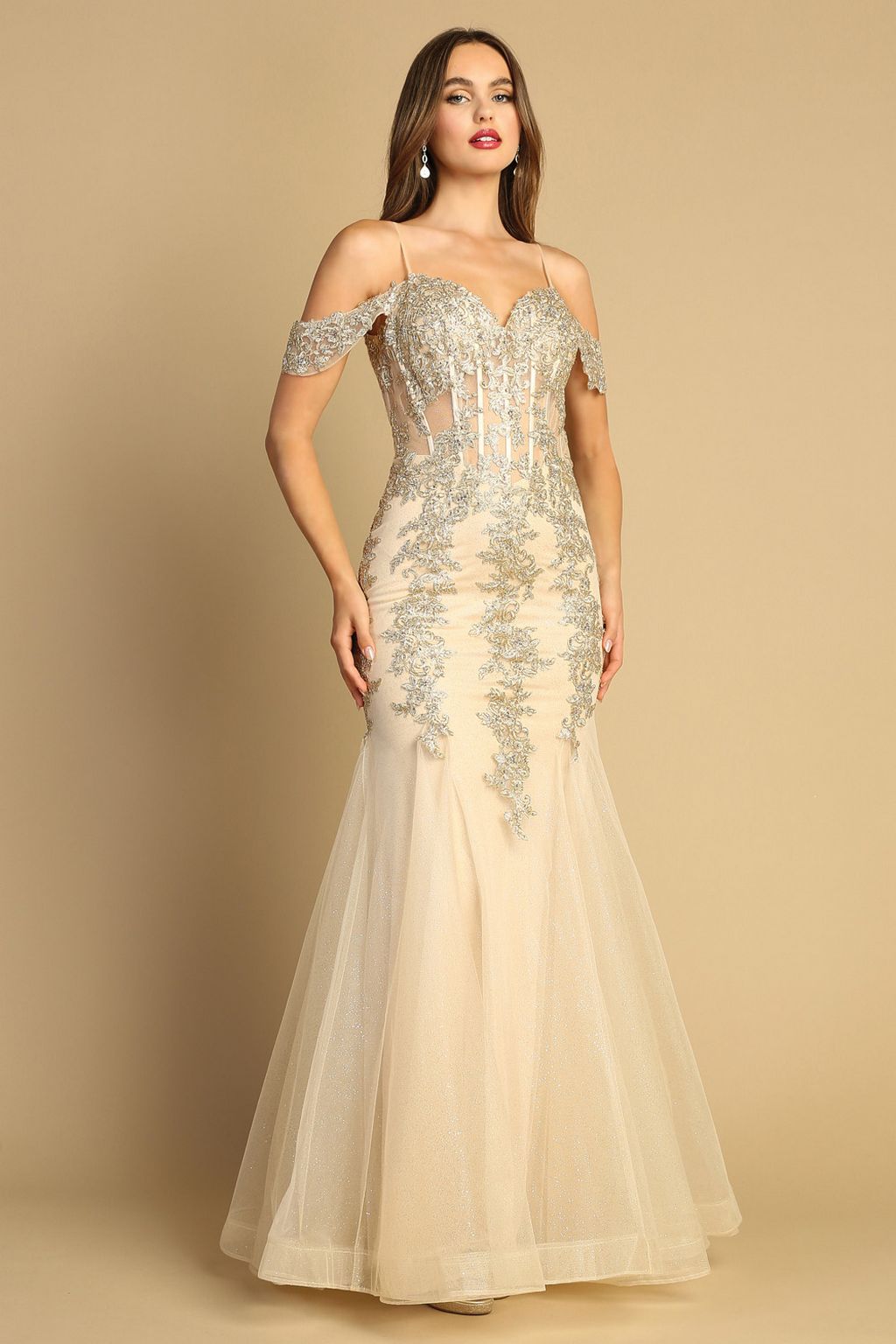 Adora 3156 Prom Mermaid Long Formal Applique Dress
