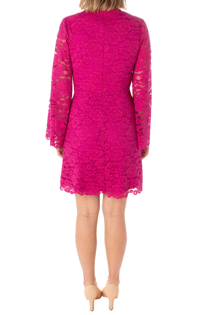 Taylor 3156M Long Floral Lace Short Cocktail Dress