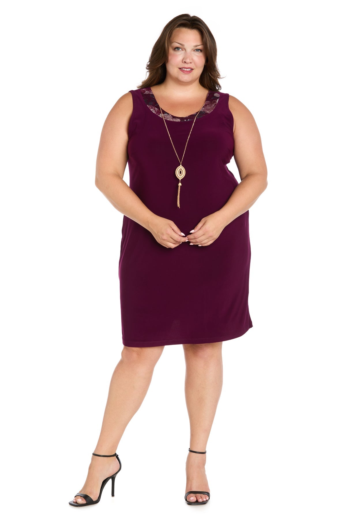 Scoop Neck Short Jersey Cocktail Dress by R&M Richards 3162W in Wine