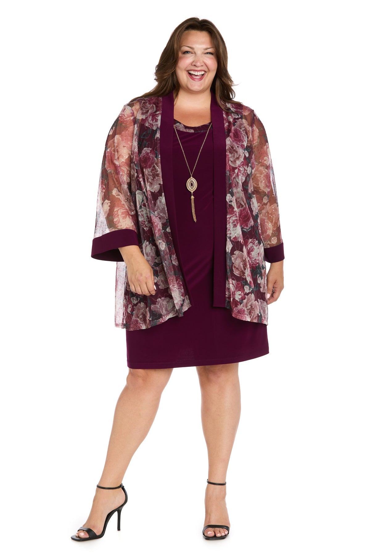 Scoop Neck Short Jersey Cocktail Dress by R&M Richards 3162W in Wine