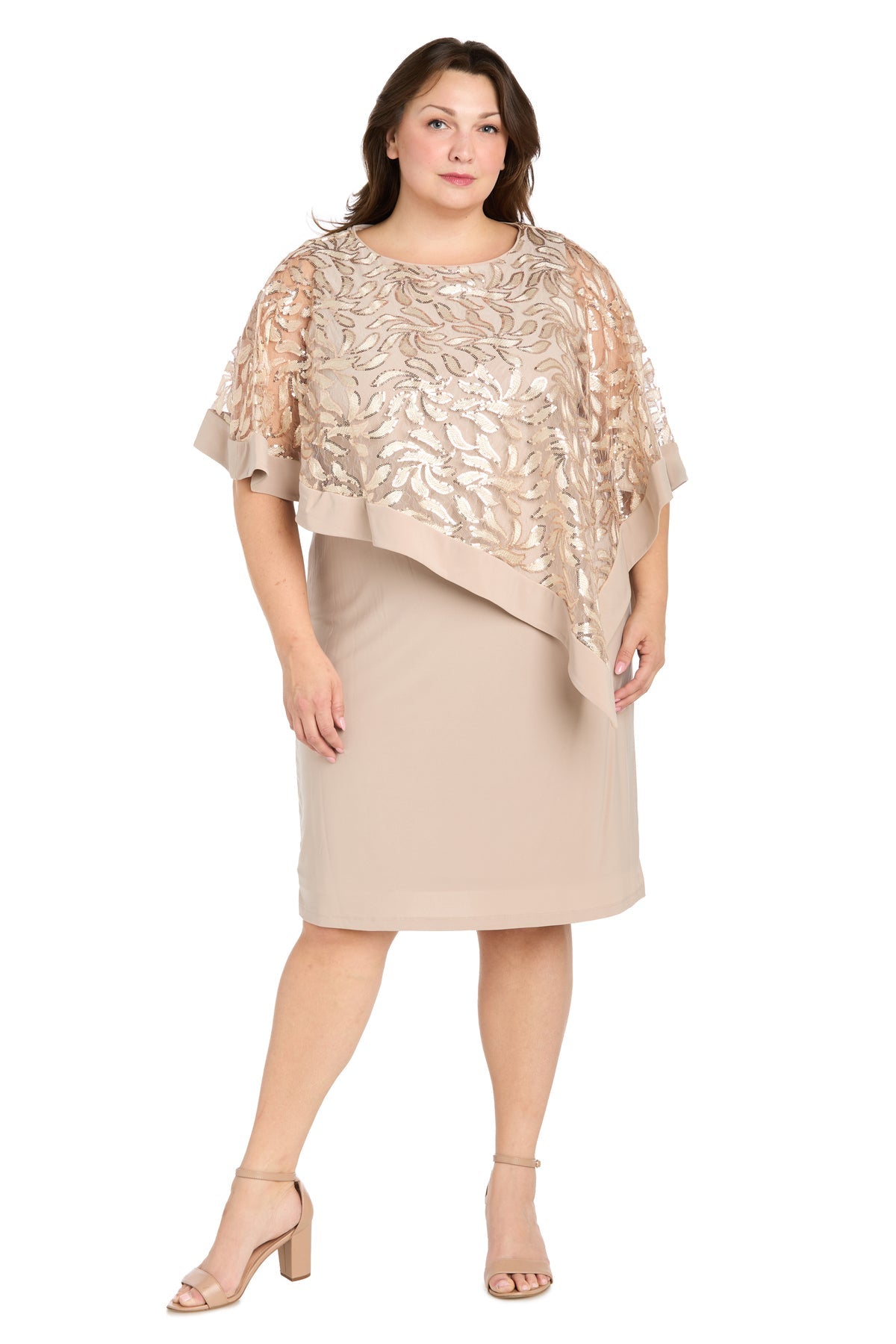 R&M Richards 3167W Short Plus Size Sequin Mother of the Bride Dress