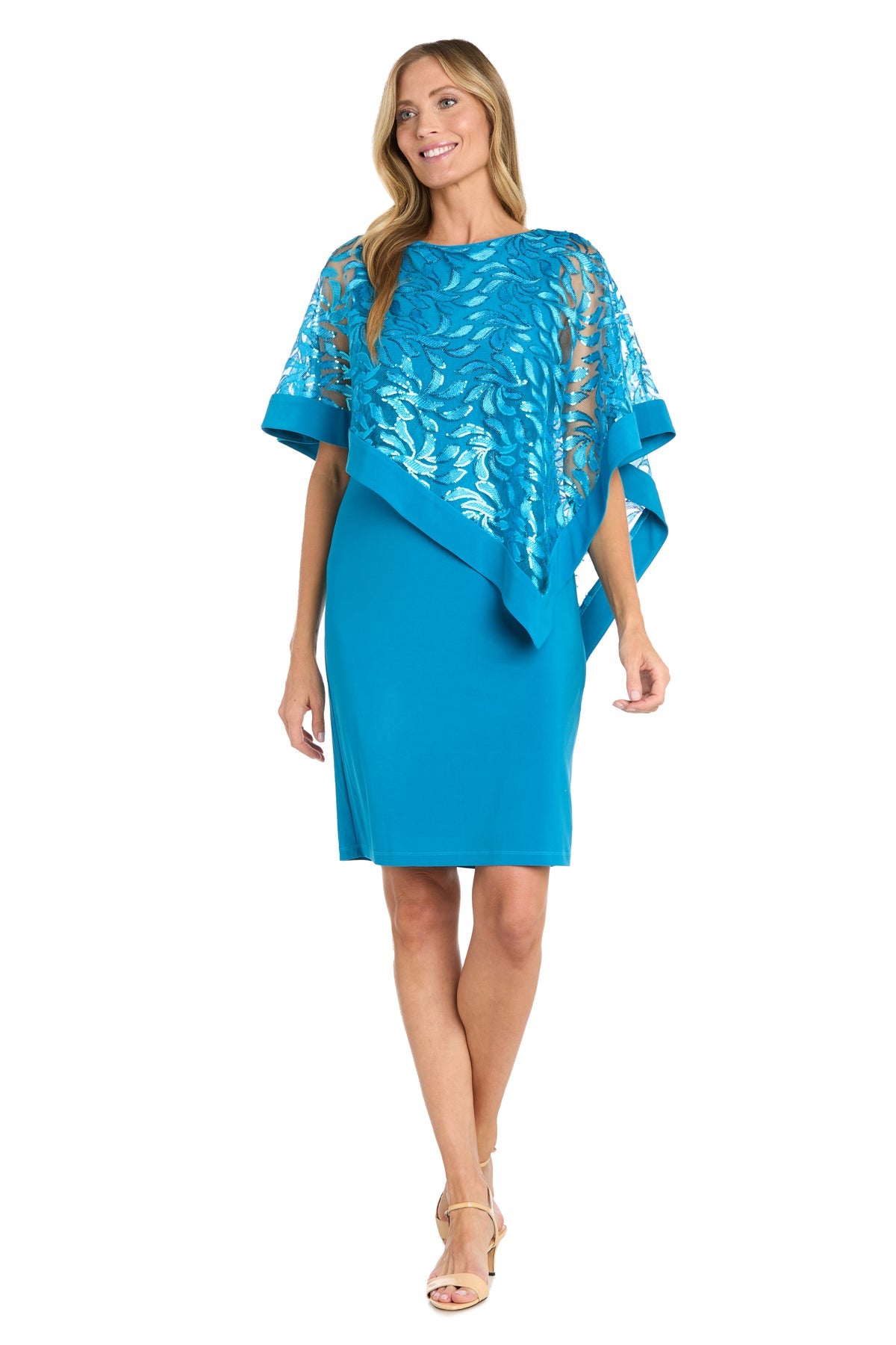 Cocktail Dresses Mother of the Bride Short Cocktail Poncho Dress Turquoise