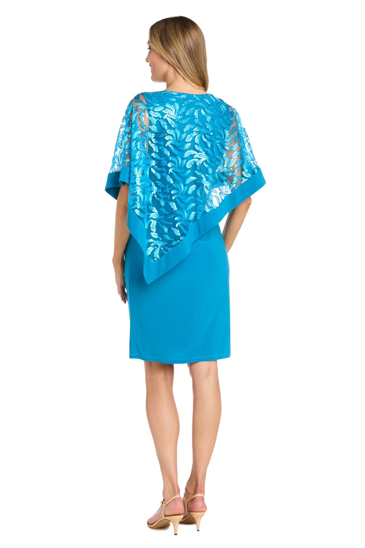 R&M Richards 3167 Mother of the Bride Short Cocktail Poncho Dress